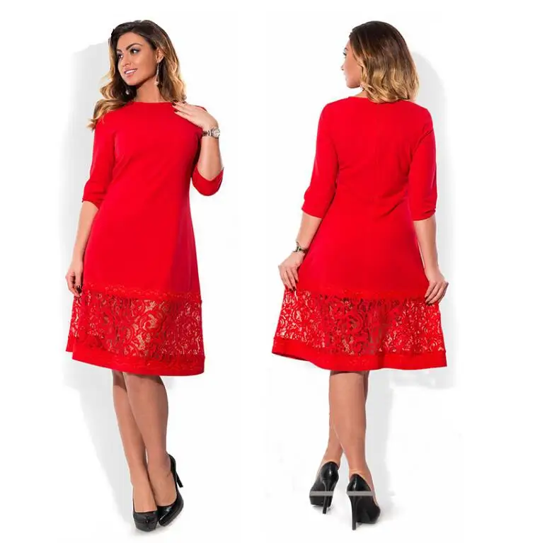 Модный комплект из 2 предметов, осенние женские платья большого размера, новинка размера плюс, женская одежда, L-6xl платье, повседневное облегающее платье с круглым вырезом - Цвет: red