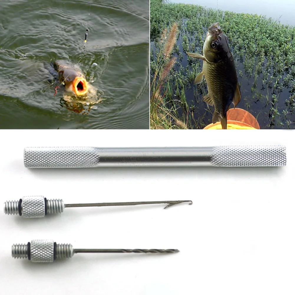 2 In 1 Alloy Carp Fishing Bait Tool Set Making Rigs Drill Hook Needle Tackle& 