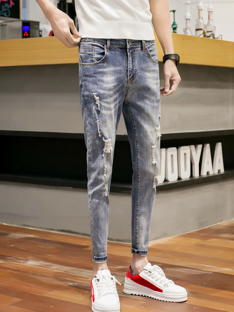 Новинка 2019 года Весна и лето мода Корейская версия пара девять очков Slim Fit повседневные джинсы хип хоп Уличная Best