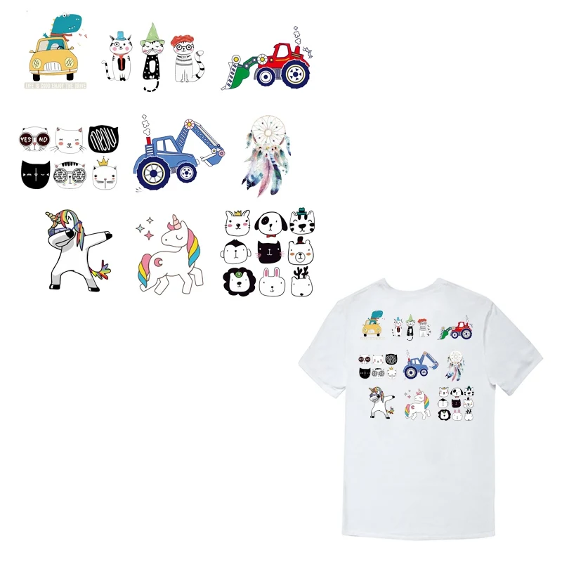 

Urijk Printing Thermal Transfer Patterns Heat Transfer Printing For T-shirt Clothes DIY Hawaii Cartoon Cat Dog Flower Decor