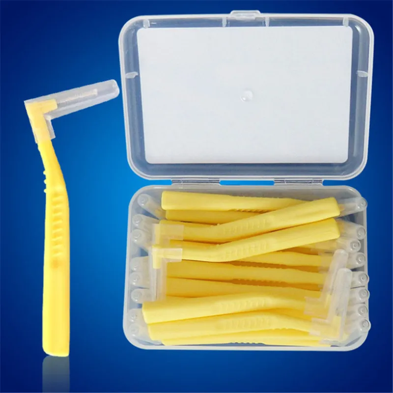 

60Pcs L Shaped Interdental Brush 0.6 MM Denta Floss Interdental Cleaners Orthodontic Wire Brush Toothbrush Oral Care Toothpick