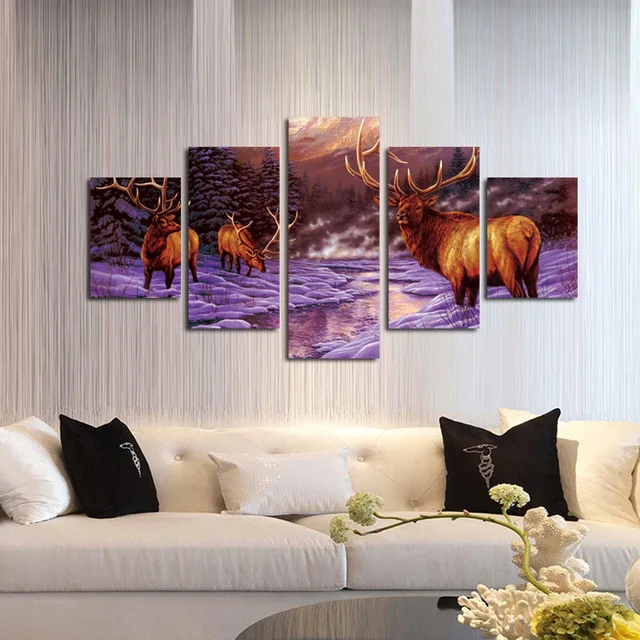 5 Pcs Home Decoration Living Room Canvas Animal Deer Painting 5 Pcs Home Decoration Living Room Canvas Animal Deer Painting Wall Art Picture Modern
