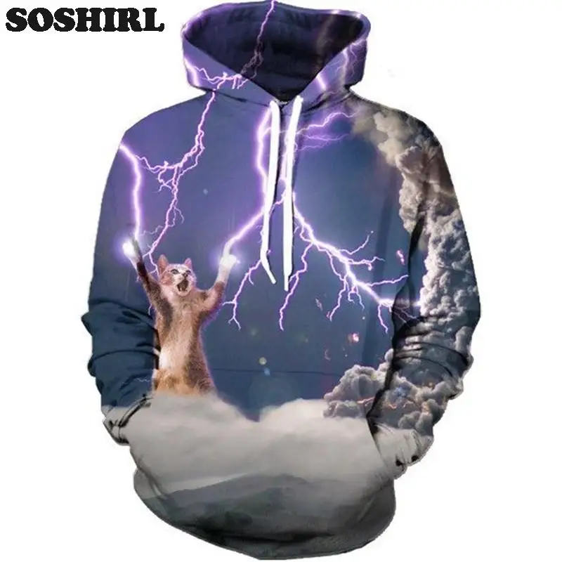 Lightning Cat Hero Hoodie New Fashion Hoodie Sweatshirt For Men 3D Print  Animal Hoody Harajuku Hooded Cute Polluver Dropship