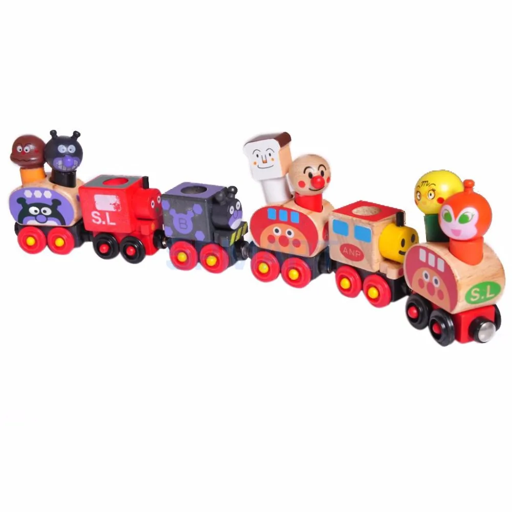 6pcs/lot Kids boys girls train toy baby Wooden Train Christmas