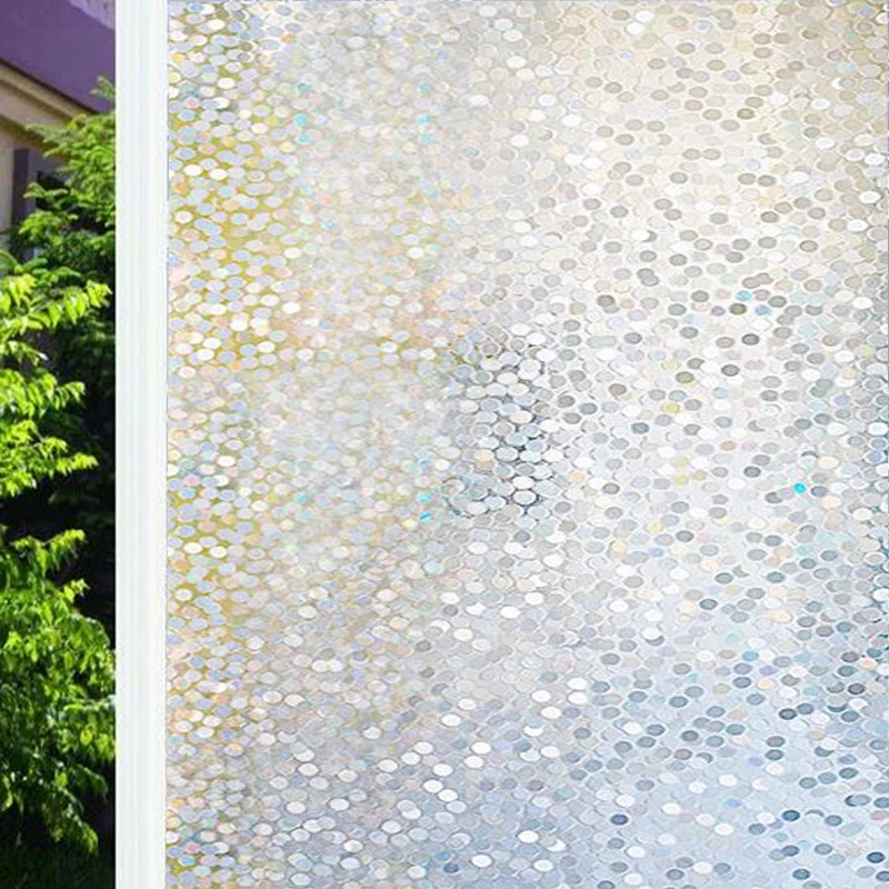 

Funlife 3D No Glue Privacy Vinyl Decorative Window Film Static Cling Window Sticker Circles Pattern Self-adhesive Glass Film