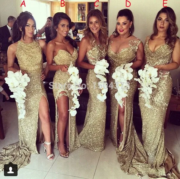 Buy Cheap 2017 Bridesmaid Dresses Long Gold Sequin Bridesmaid Dress Mismatched Bridesmaid Dresses Cheap Wedding Guest Dresses Adult