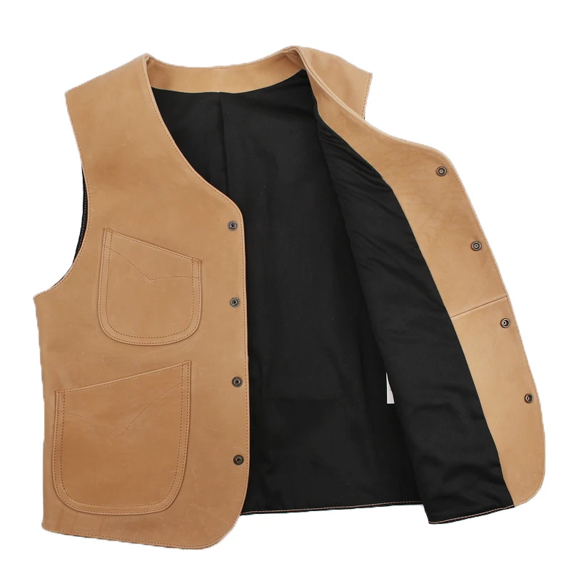 Lire Hommes Qualité Cuir En Élégant Super 180323 Taille 1 Gilet Vintage La De Asiatique Peau Vache Description AqBAR