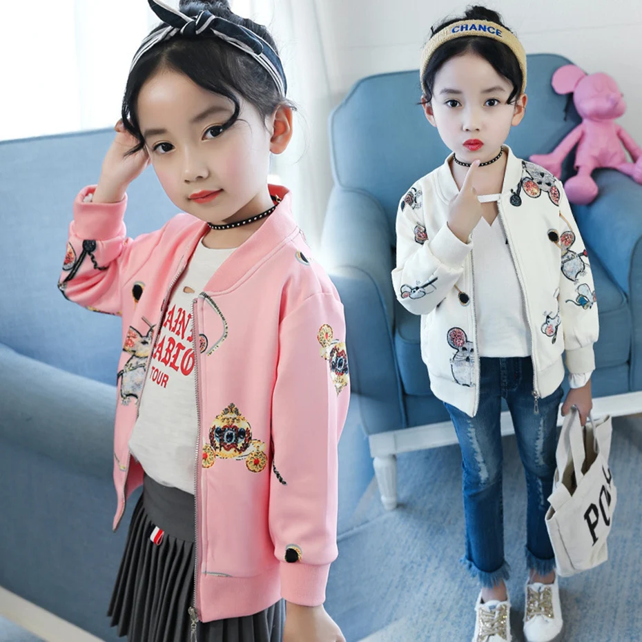Big Girls Outerwear &amp Coats Spring Cartoon Upper Clothes For Long Sleeve Kids Jackets 6 8 10 12 Year | Детская одежда и обувь