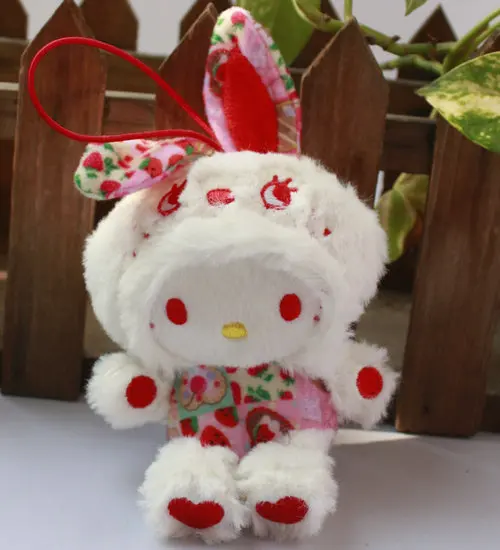 

hello kitty cosplay in flower white Rabbit bunny siut style Decor toy stuffed plush doll toy mini style 3 1/2" 8cm