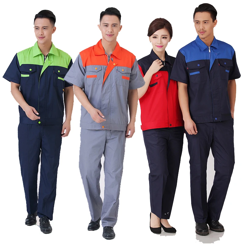 bilder für Neue männer frauen arbeiten clothing sets arbeitskleidung anzüge sommer kurzarm jacken + hosen 2017 neue fabrik auto reparatur arbeiter uniformen bilder für Neue männer frauen arbeiten clothing sets arbeitskleidung anzüge sommer kurzarm jacken + hosen 2017 neue fabrik auto reparatur arbeiter uniformen
