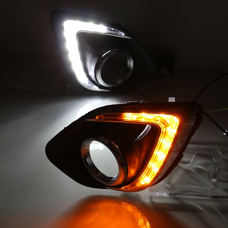 

Car Flashing 1 Pair DRL For Mitsubishi ASX 2013 2014 Daylight Car LED DRL Daytime Running Lights Fog Lamp cover With Turn Singal
