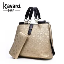 De luxe Or Poule Espagnol Marque Emballages Porte-Monnaie + Sac À Main 2 Pcs/ensemble Femmes Designer Sacs À Main de Haute Qualité Sac Composite Sac