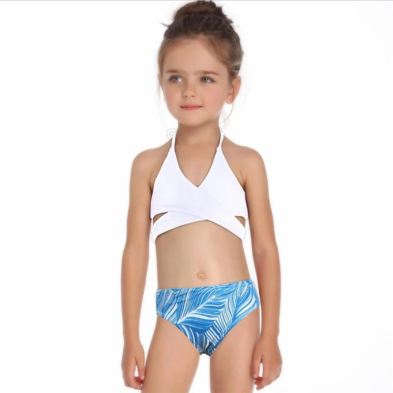 

2019 Little girls swim suits two pieces costume halter bandage baby girl bikini swimsuit for kids bathing suit 2/3/4/5/6 years