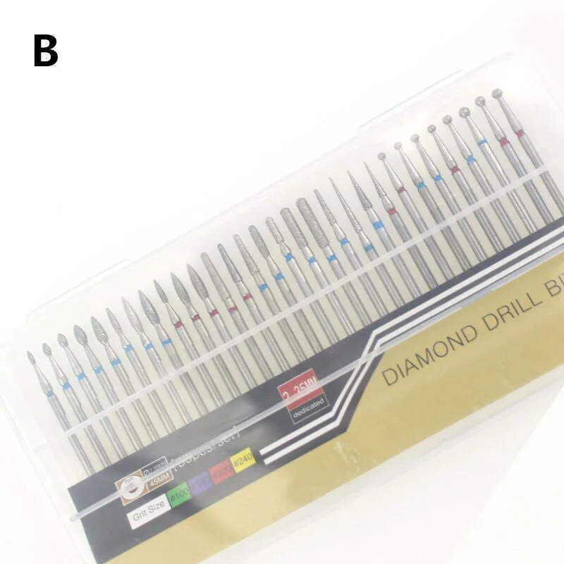 30 шт. набор алмазных сверл для ногтей, фреза, роторная фреза, напильники для очистки, аксессуары для электрического маникюрного станка, дизайн