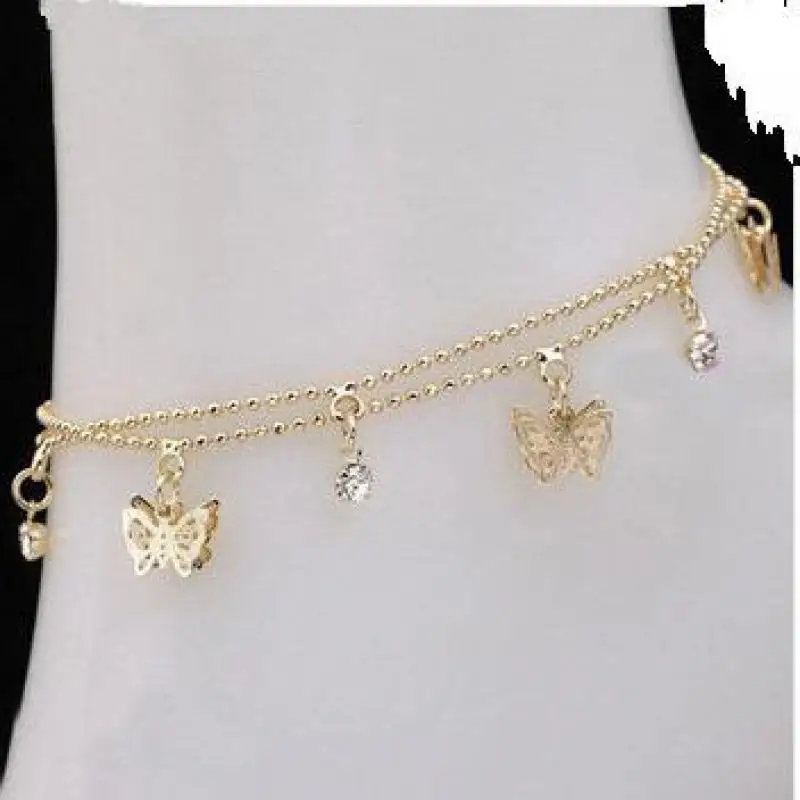 Punk 2020 New Fashion Women's Foot Chain Summer Personality Wild Popular Double Butterfly Lady Legs Anklet Wholesale - Image 3