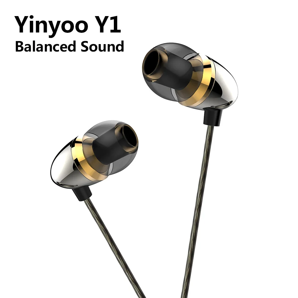

Yinyoo Y1 Dynamic Drive In Ear Earphone HIFI Bass DJ Monitor Headphone Running Sport Earphone Earplug Headset Earbud