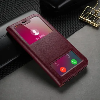 

Genuine Leather Case For Huawei P20 Lite Flip Case Magnetic Cover For Huawei P20 Lite Case Window View Phone Bags cases Fundas