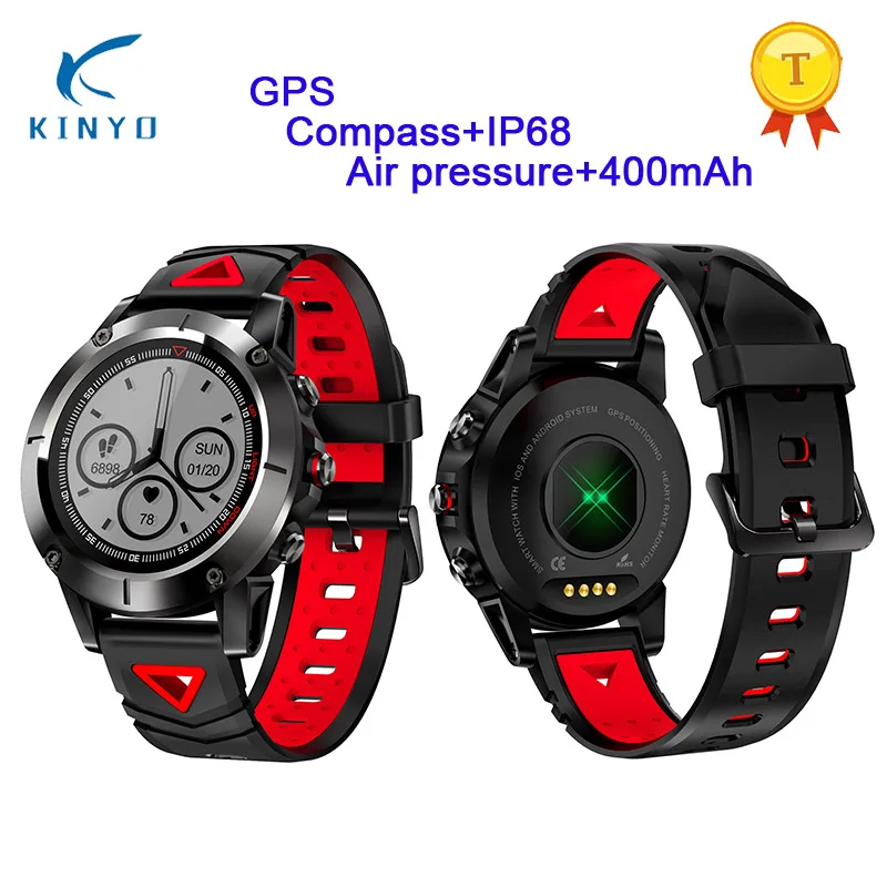 

2018 Smart Watch Kinyo GPS Smartwatch Android iOS Heart Rate Monitor 400mAh Battery 30 Days Life IP68 For Husband Boyfriend Gift