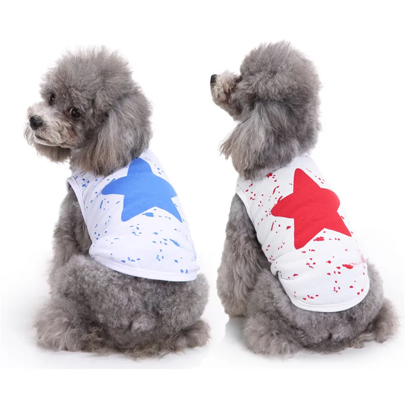 

XS-L Pet Dog Vest Star Print Cotton T-Shirt Spring/Summer Dog Shirt Pet Clothes For Dogs Cats Puppy Dog Clothes Wholesale 40JA16