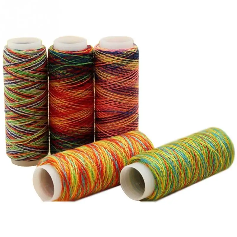 5Pcs/pack Rainbow Color Sewing Thread Hand Quilting Embroidery Sewing Thread for Home DIY Sewing