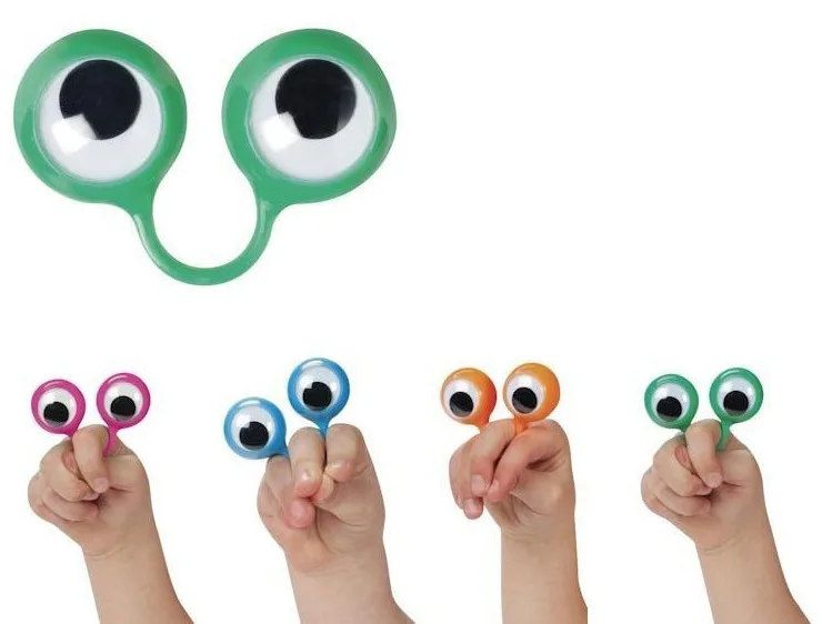 4pcs/lot Eye Finger Puppets Toys Plastic Rings with Wiggle Eyes Toy