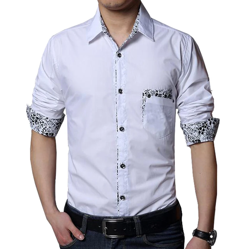 Plus Size Big Men Shirt Long Sleeve Casual Mens Dress Shirts male 5xl ...