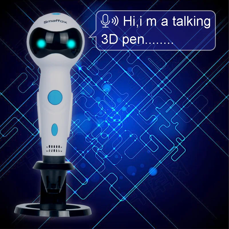 

2018 smaffox 3D pen,first with Voice prompts function 3D printing pen,Robot shape design,PLA Filament Refills Automatic Feeding