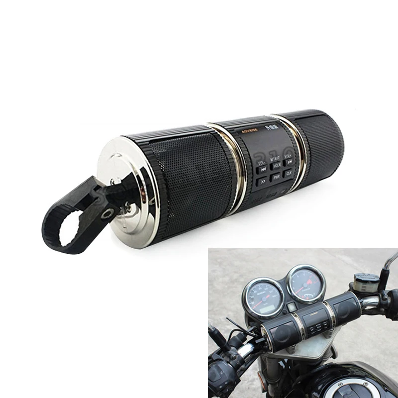 

Motorcycle Black MP3 Music Player Handlebar Speaker Bluetooth Audio Sound System FM/AM Stereo Sound TF Card