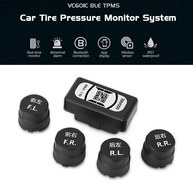 

Waterproof Car TPMS Bluetooth Tire Pressure Monitoring System with 4 External Sensors Auto Tyre Alarm System Electric Moto Tools