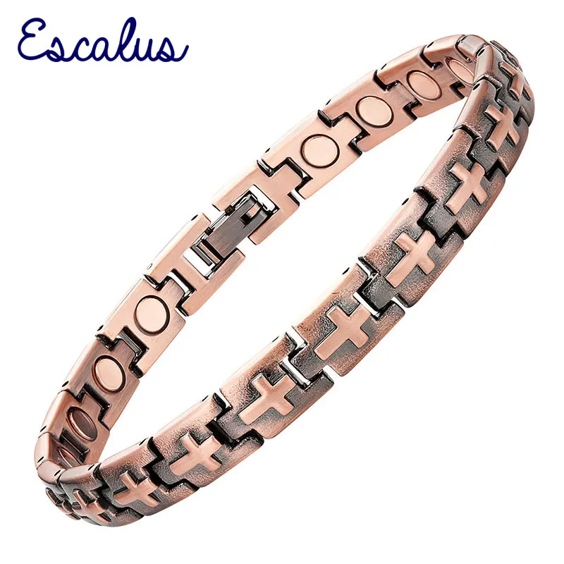 Escalus магниты подарок ювелирные изделия браслет для женщин медное покрытие Исцеление магнитные мужские браслеты Крест Форма браслет Шарм