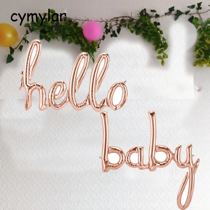 Здравствуйте 30 40 50 цвета розового золота Script Фольга шар Hello Baby воздушных шаров