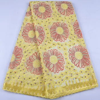 

High Quality African French Lace Fabric Gold Swiss Voile Lace in Switzerland With Stones Nigeria Lace Fabric For Wedding A1666