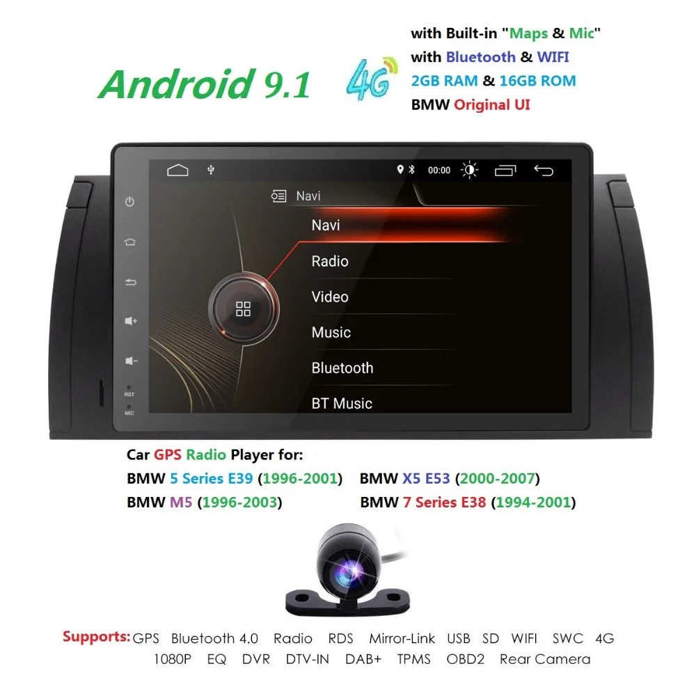 

9" DSP Android 9.0 4/8Core IPS Touch screen Car GPS Autoaudio Radio Player for BMW 5 Series E39 /X5 E53/M5/USB/4GWIFI/SD/Camera
