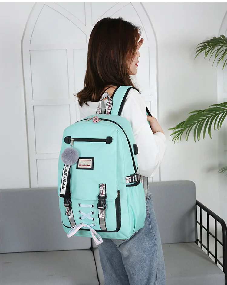 Backpacks School Bags For Teenagers Girls Student Women Larger Capacity Anti-theft USB Backpack Rucksack Female Travel Book Bags