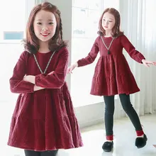 Красный Платье с длинными рукавами для девочек-подростков милые зима-осень детская одежда для маленьких девочек костюм принцессы 4,6,8,10,12 лет