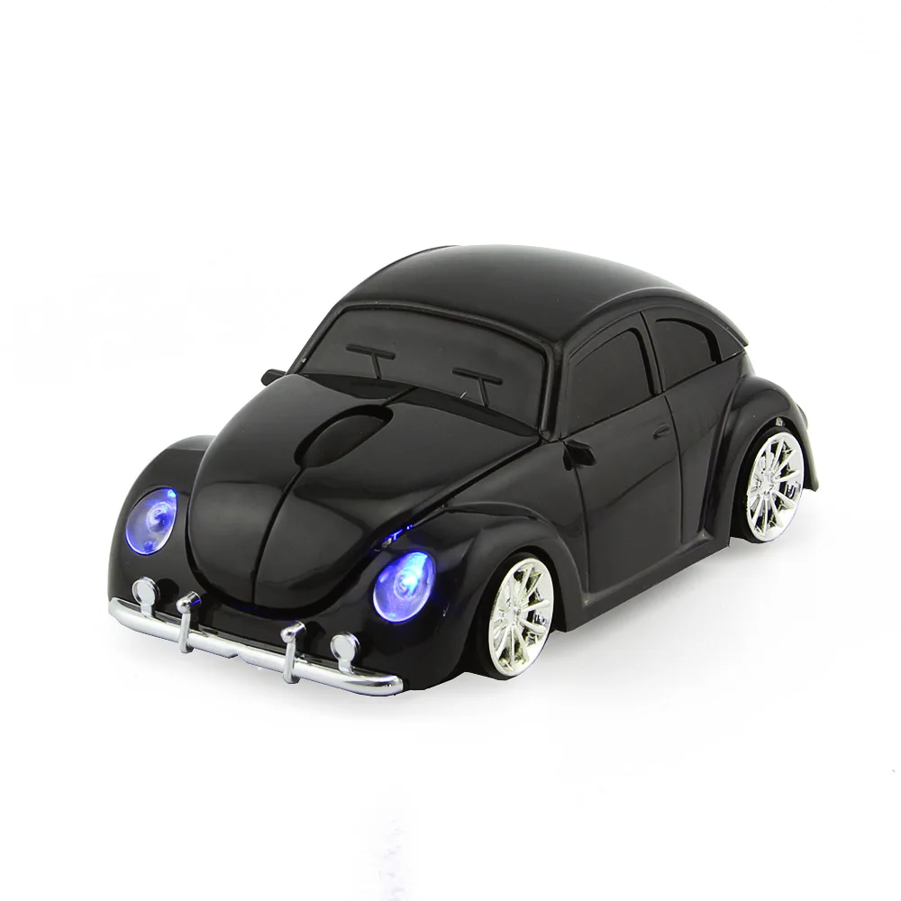 3D Рождественская USB оптическая беспроводная мышь VW Beetle в форме автомобиля, игровая мышь Beetle Mause для ПК, ноутбуков, компьютерных мышей - Цвет: Черный