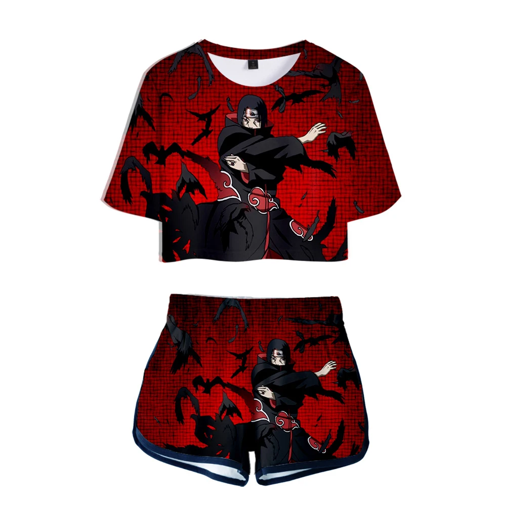 

3D NARUTO Print Summer sexy Two Pieces sets Women shorts/crop tops New Casual Clothes 2019 Hot Sale Sale kpop sets Plus Size xll