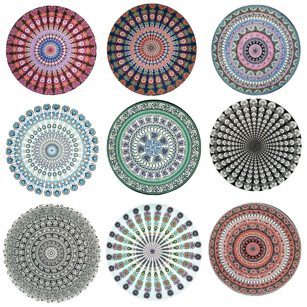 

1 Pc Vintage Round Chiffon Anti-sunlight Shawl Beach Towel Outdoor Yoga Picnic Mat