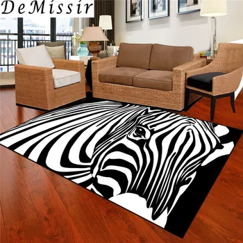 

DeMissir 3D zebra White Black Large Carpet For Living Room Geometry Pattern Northern Europe Sofa Tea Table Bedroom Rectangle