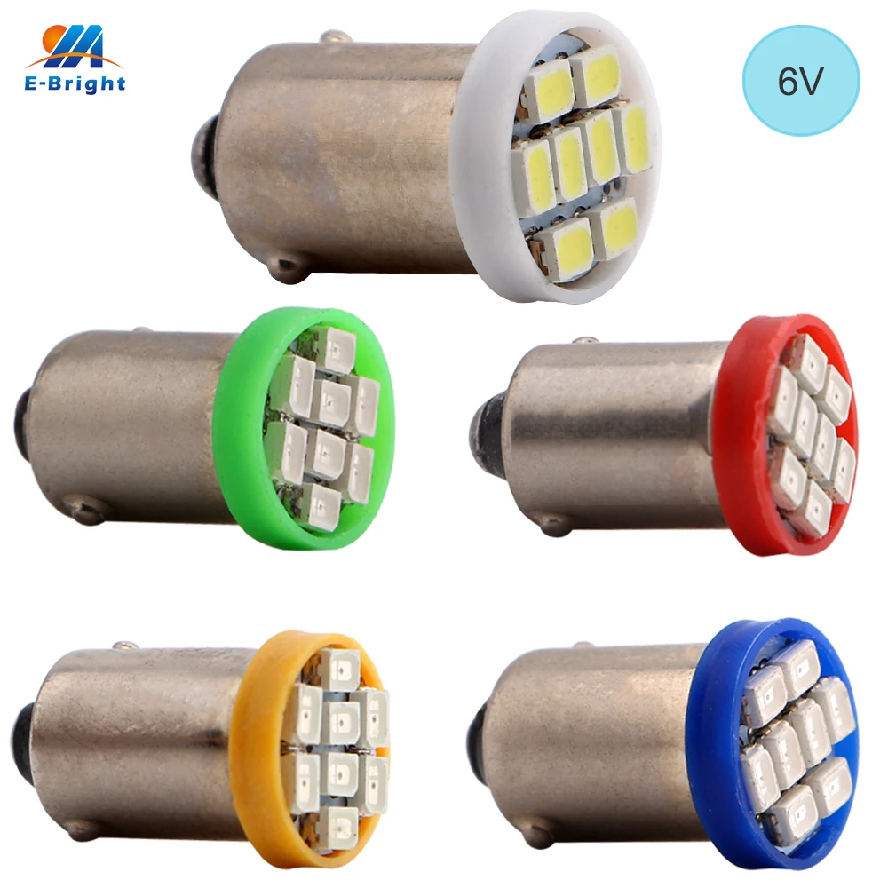 YM E-Bright 10 шт. BA9S T4W T11 1206 8 SMD 6 в 6,3 В AC DC Светодиодный светильник неполярный автомобильный Стайлинг белый синий красный янтарный Зеленый авто лампы