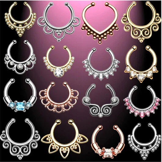 

Septum Clicker Fake Piercing Helix Nose Piercing Clip Ring Earring Nose Ring Body Jewelry Hoop Aros For Women