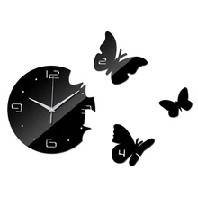 Акция Новое поступление распродажа большие бабочки настенные акриловые часы современные зеркальные 3d часы украшения дома часы