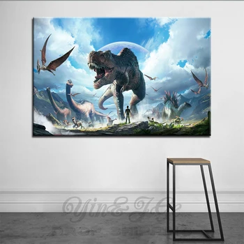 

Home Decor Canvas Painting HD Prints 1 Pieces Wall Art Jurassic World Dinosaur Modular Animal Picture Bedside Background Artwork