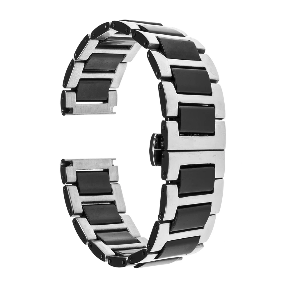 18mm Ceramic Stainless Steel Bracelet for Asus ZenWatch 2 Women WI502Q 45mm Huawei Watch Band Butterfly