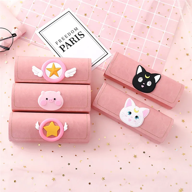 Переносные очки коробки из ПУ мультфильм кошка свинья солнцезащитные коробка