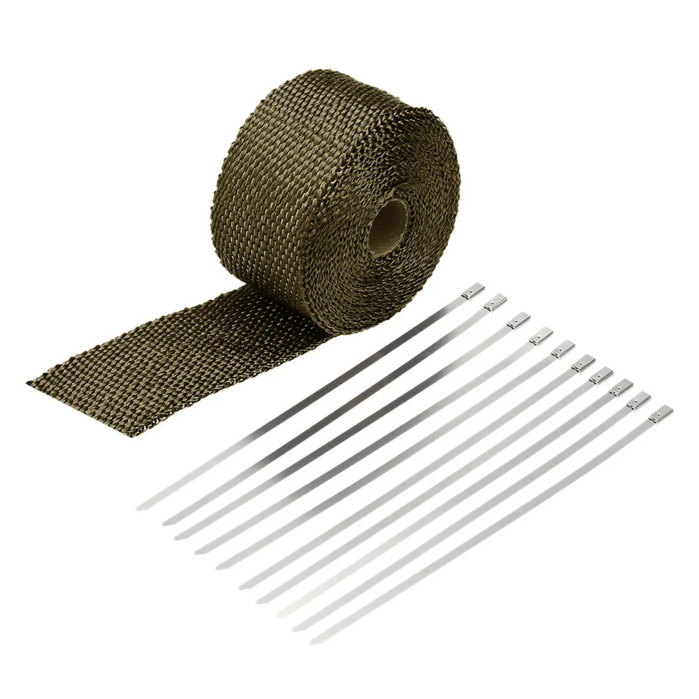 5m Exhaust Heat Wrap Turbo Pipe Heat Insulated Wrap 20cm Cable Ties for