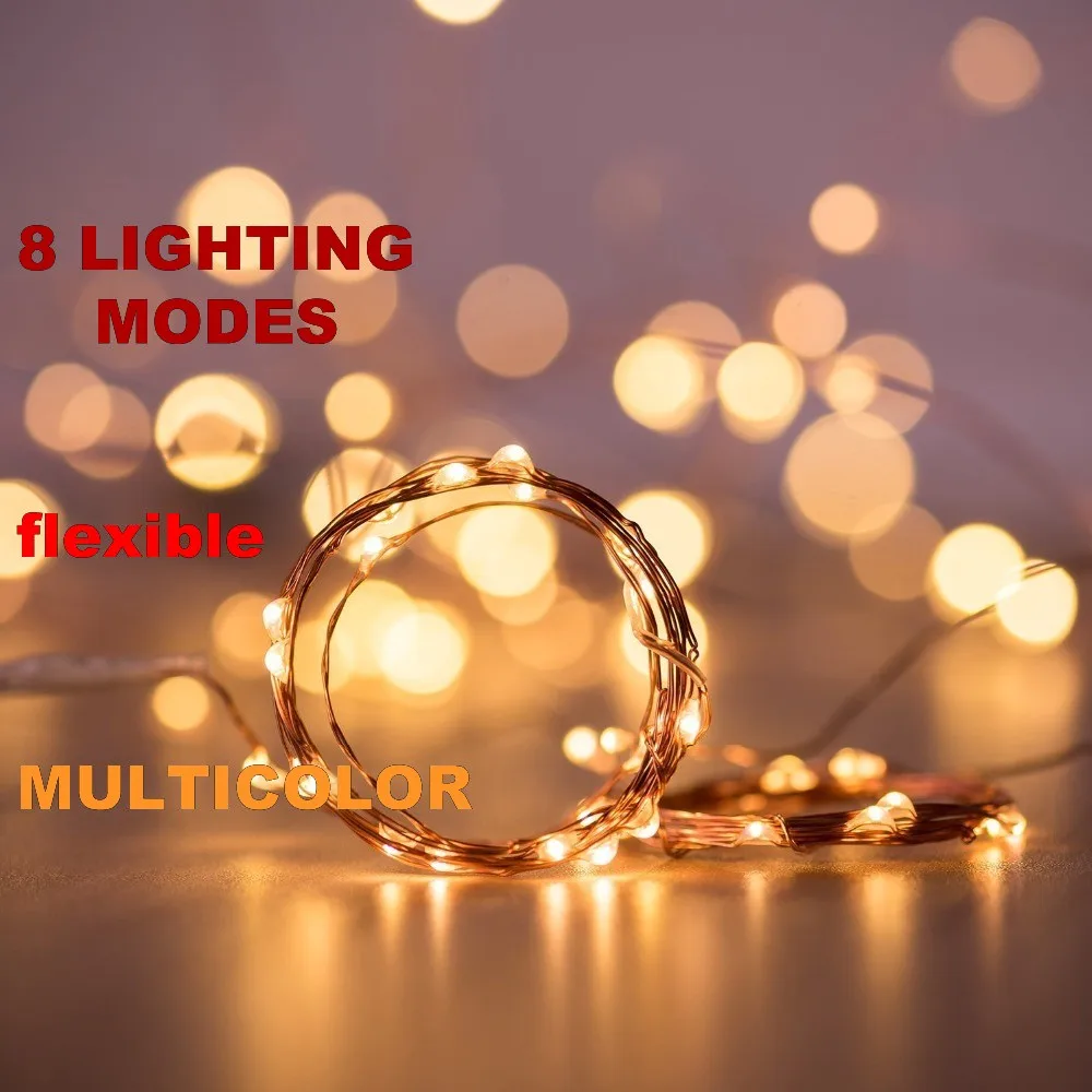 

8 modes multicolor Christmas Solar LED String Light Waterproof 10M 33ft 100 LED Silver Wire Fairy Lamp For Outdoor Garden Chris