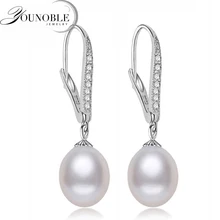 Real Freshwater Pearl Earring Sterling Silver 925 Jewelry,Drop Natural Pearl Earrings Wedding Girl Birthday Best Gift White Pink