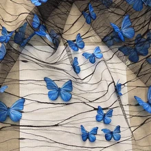 GLace 1Y/лот сетчатая кружевная ткань с узором в виде бабочек для платья, свадебное украшение, материал для самостоятельной сборки, сетчатая ткань TX1052