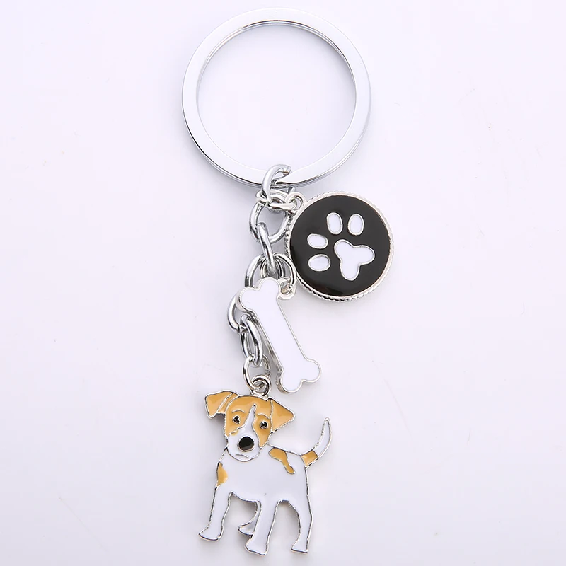 Jack Russell Terrier Key Chains For Women Men Alloy Metal Dog Pendant Key Ring Car Keychain Bag Charm Keyring gifts